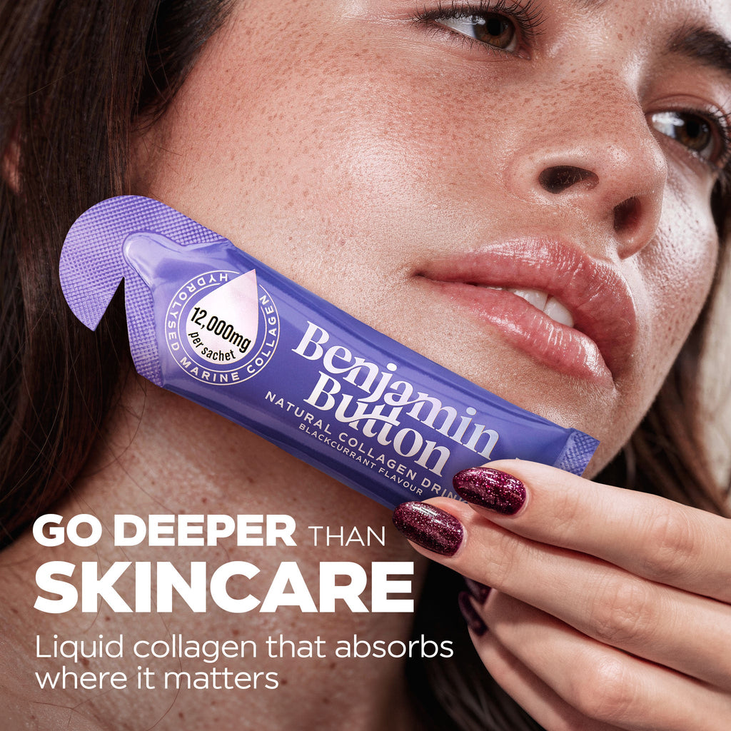 Benjamin Button 12,000mg Marine Collagen Drink - Blackcurrant Liquid Sachets