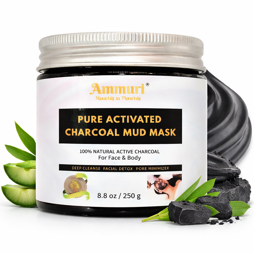 Activated Charcoal Mud Mask for Deep Cleansing Face & Body | Ammuri