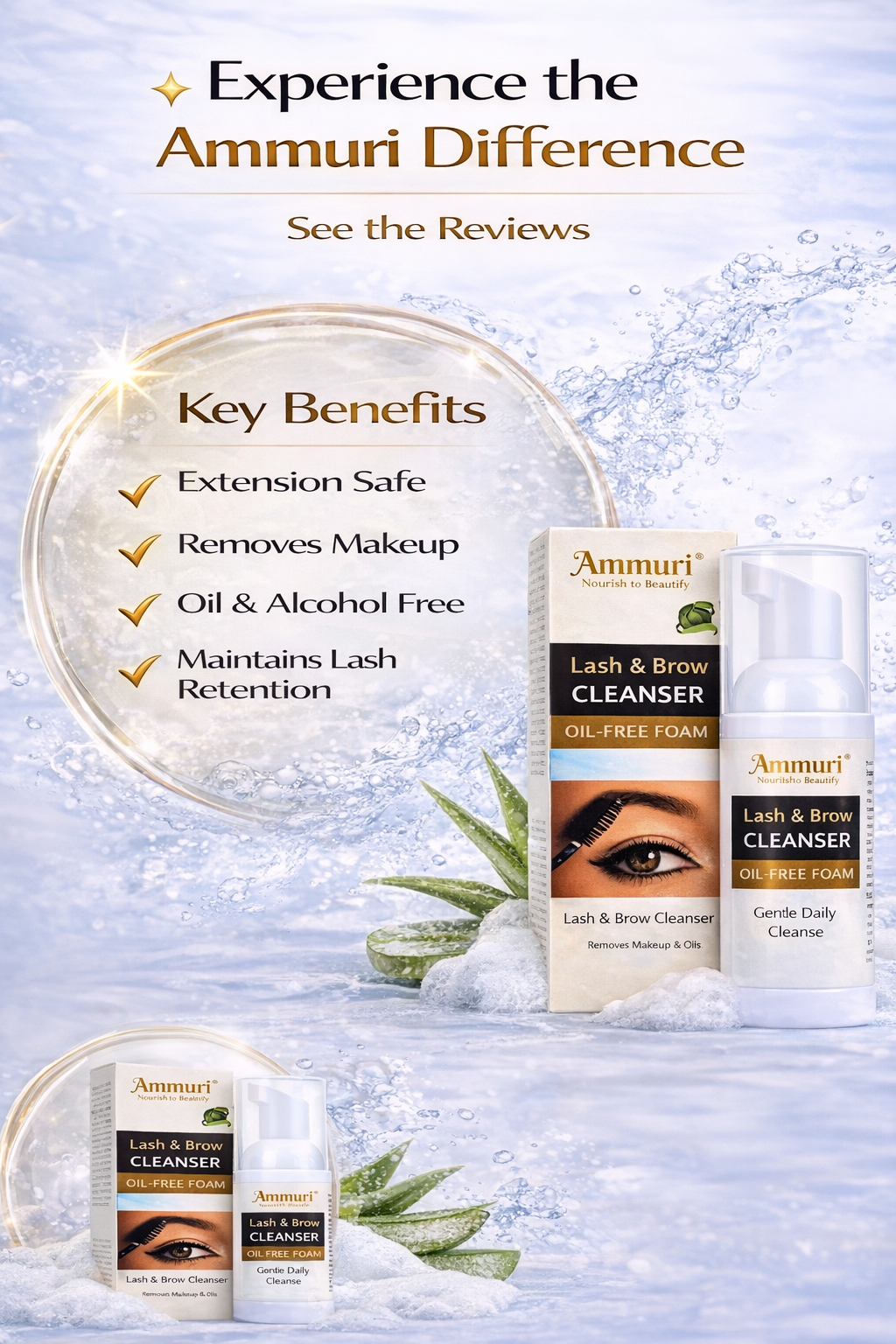 Eyelash Extension Shampoo & Lash Brow Cleansing Kit | Ammuri