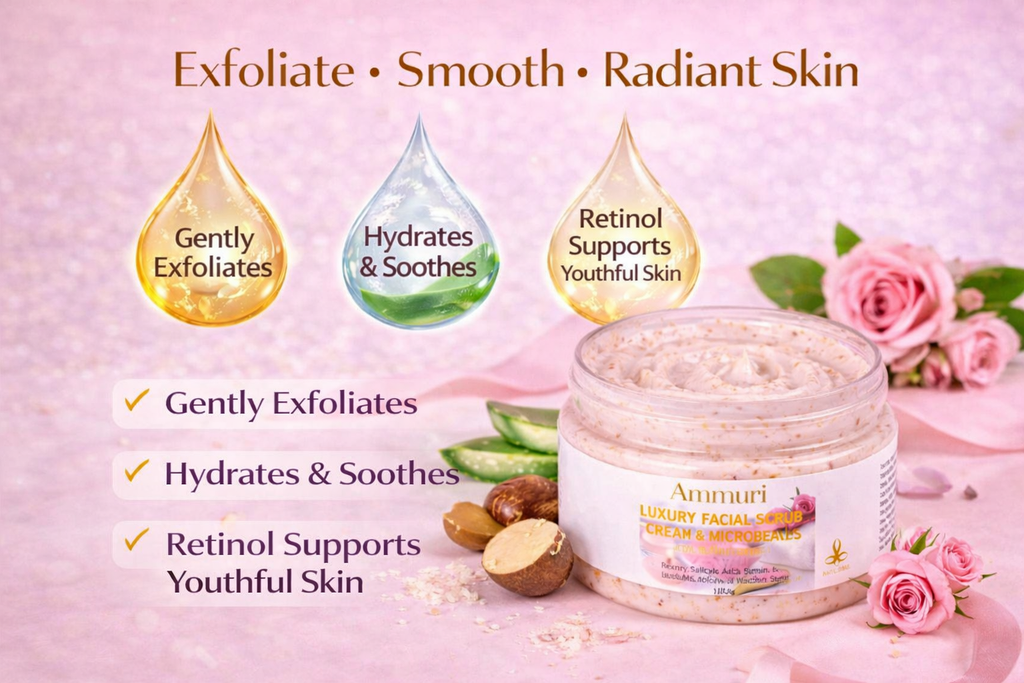 Retinol Facial Scrub & Exfoliating Cream for Smooth Skin | Ammuri