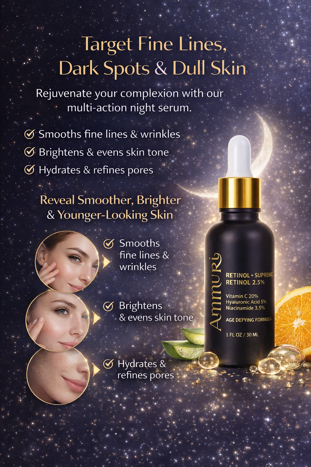 Retinol Supreme 2.5% Serum for Anti-Ageing & Age-Defying Skin | Ammuri