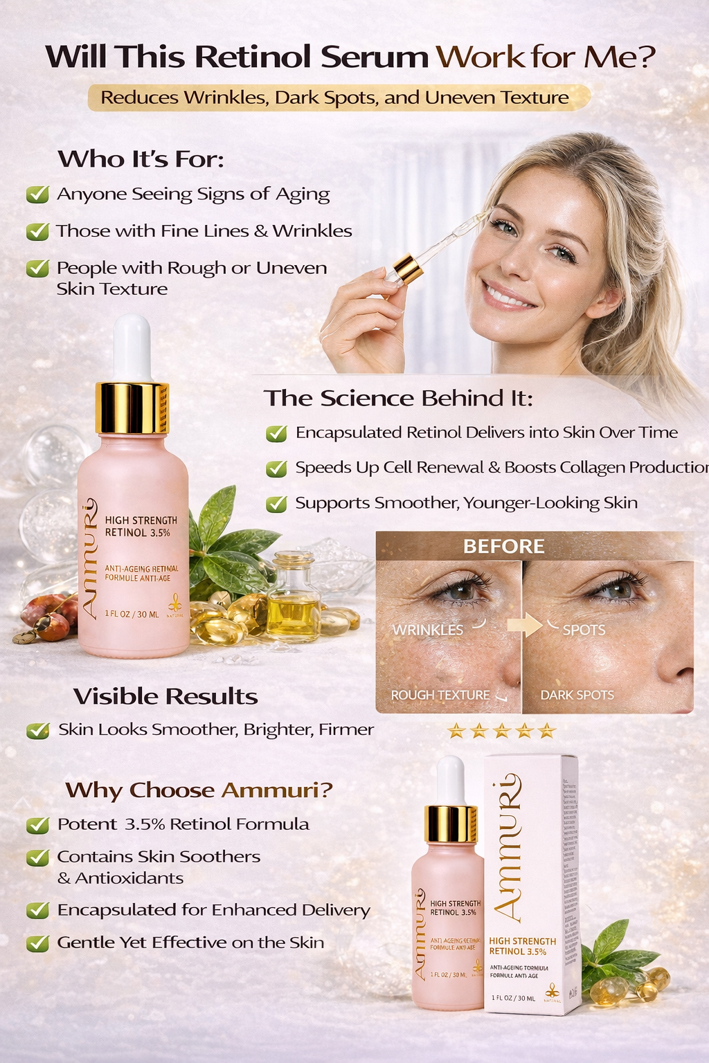 Ammuri Retinol 3.5% High Strength Serum | Anti-Ageing Face Serum