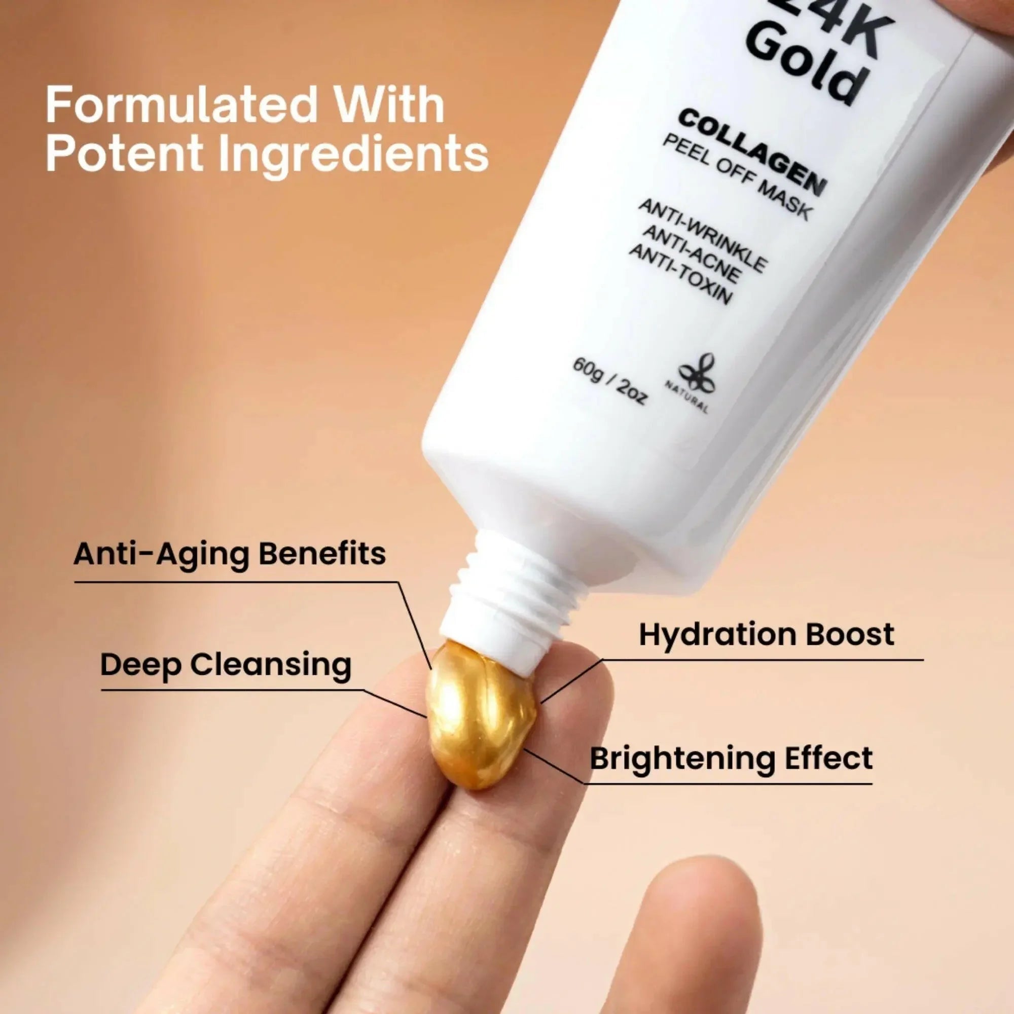 24K Gold Peel-Off Face Mask for Deep Cleansing & Pore Minimising (60ml) | Ammuri