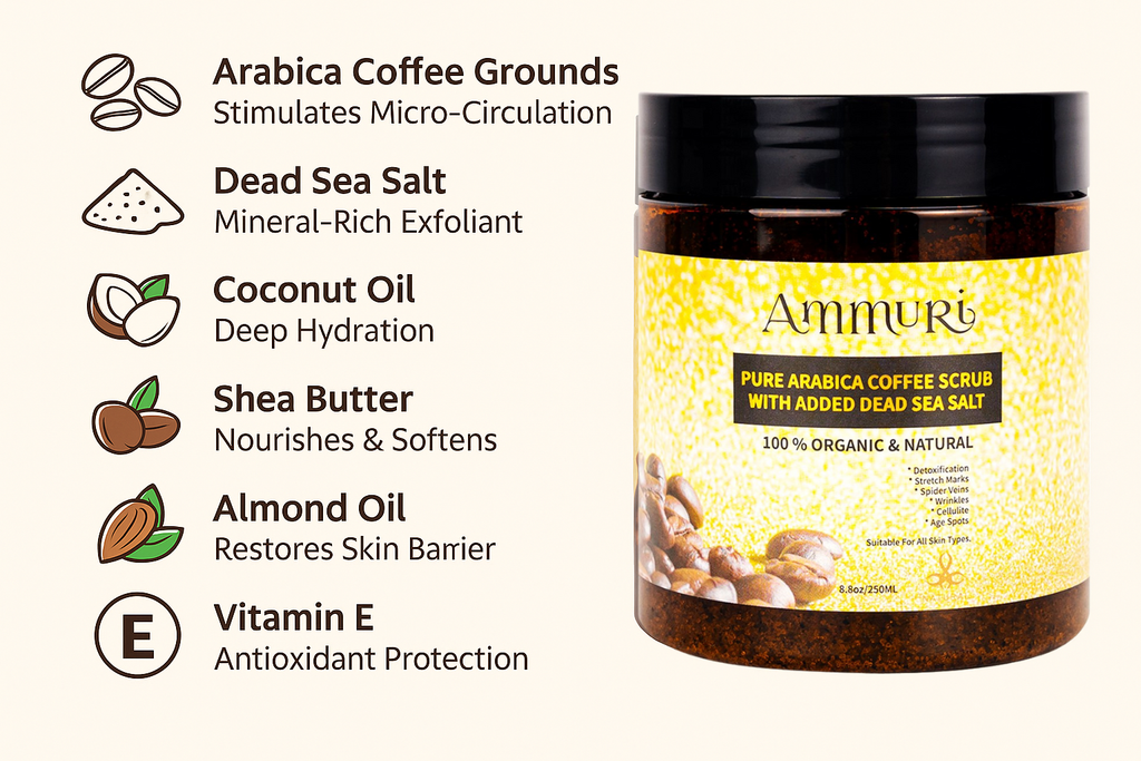Organic Arabica Coffee Scrub Face Mask for Exfoliation & Glow | Ammuri