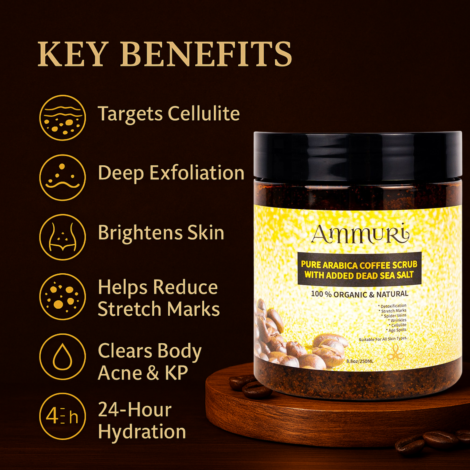 Organic Arabica Coffee Scrub Face Mask for Exfoliation & Glow | Ammuri