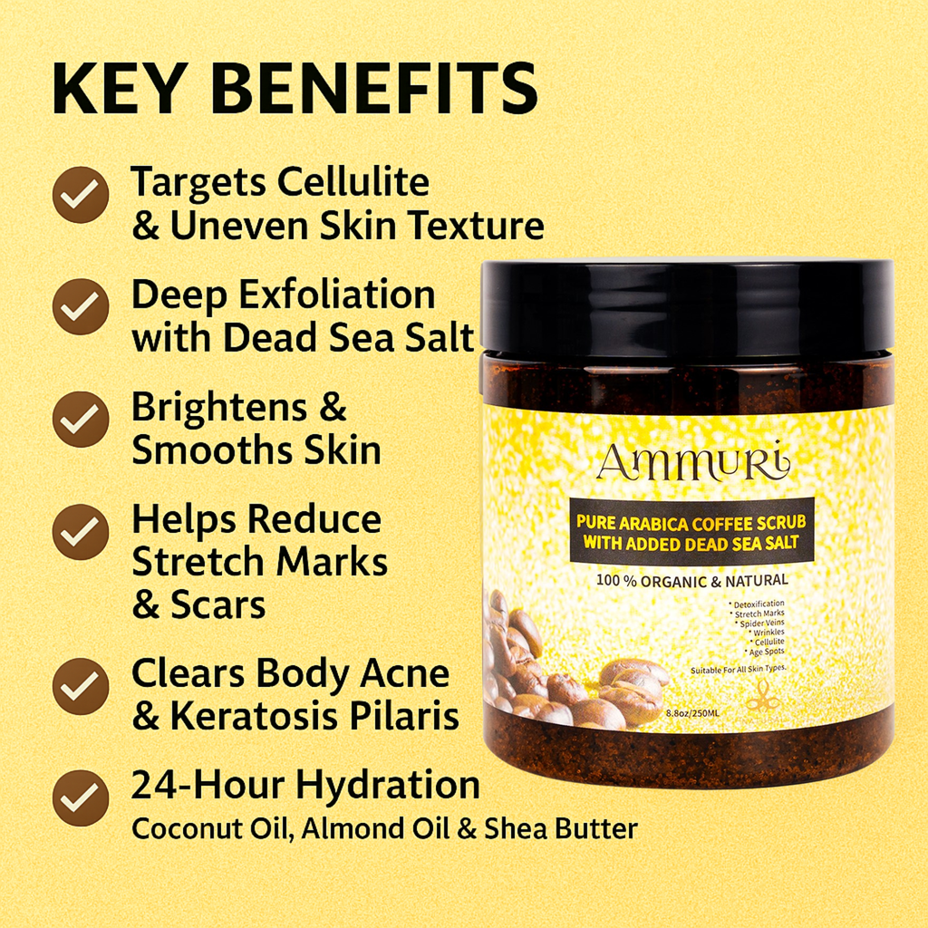 Organic Arabica Coffee Scrub Face Mask for Exfoliation & Glow | Ammuri