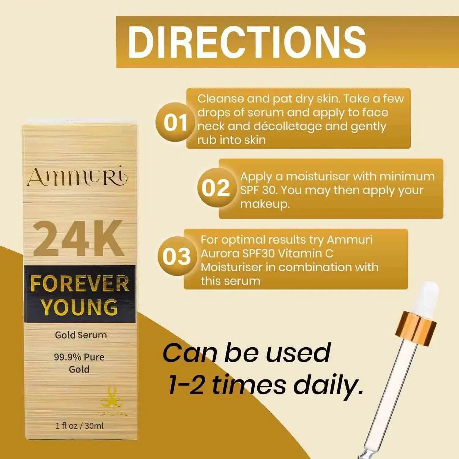 24K Gold Face Serum for Radiance & Anti-Ageing | Ammuri