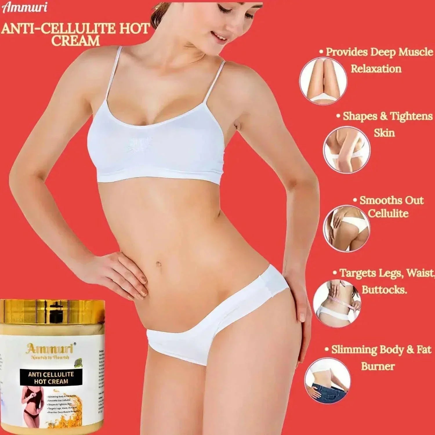 Toning & Firming Body Cream for Cellulite & Stretch Marks (250g) | Ammuri