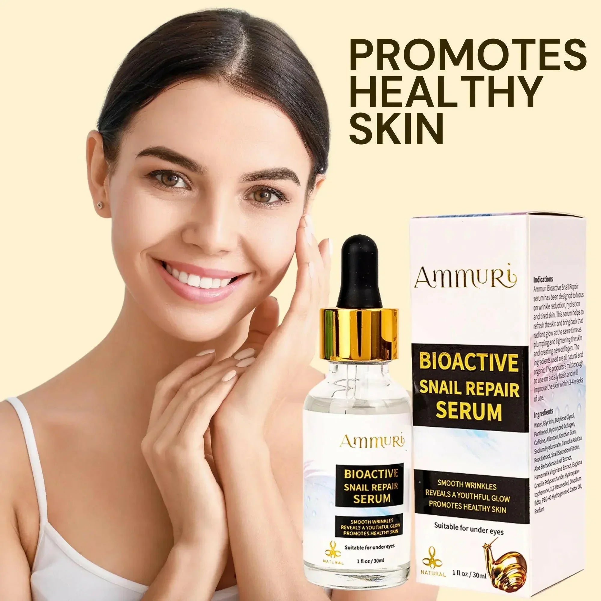 Bioactive Snail Repair Serum for Anti-Ageing & Deep Hydration (30ml) | Ammuri