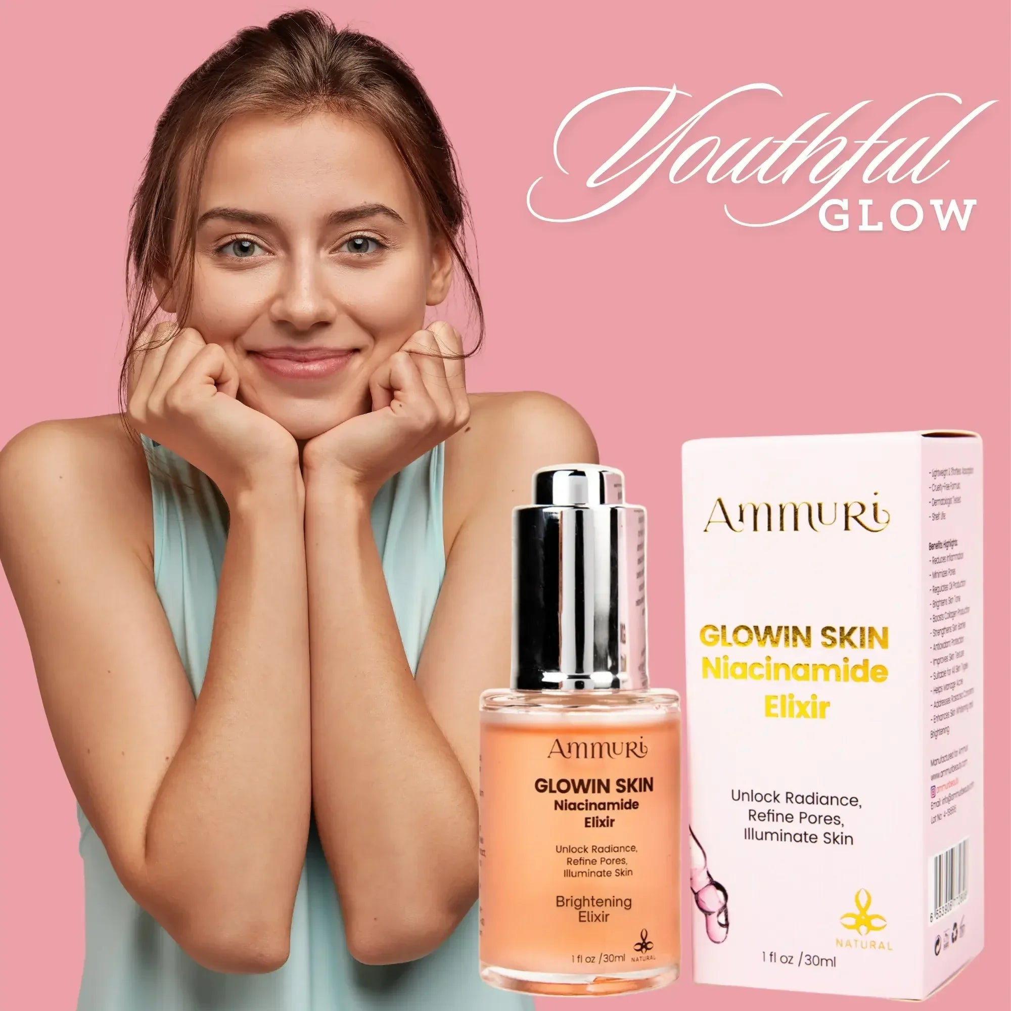 Niacinamide Brightening Face Serum for Dark Spots & Uneven Skin Tone | Ammuri
