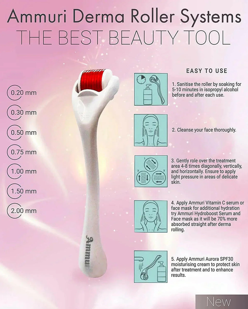 Derma Roller Titanium System for Skin Rejuvenation & Anti-Ageing | Ammuri