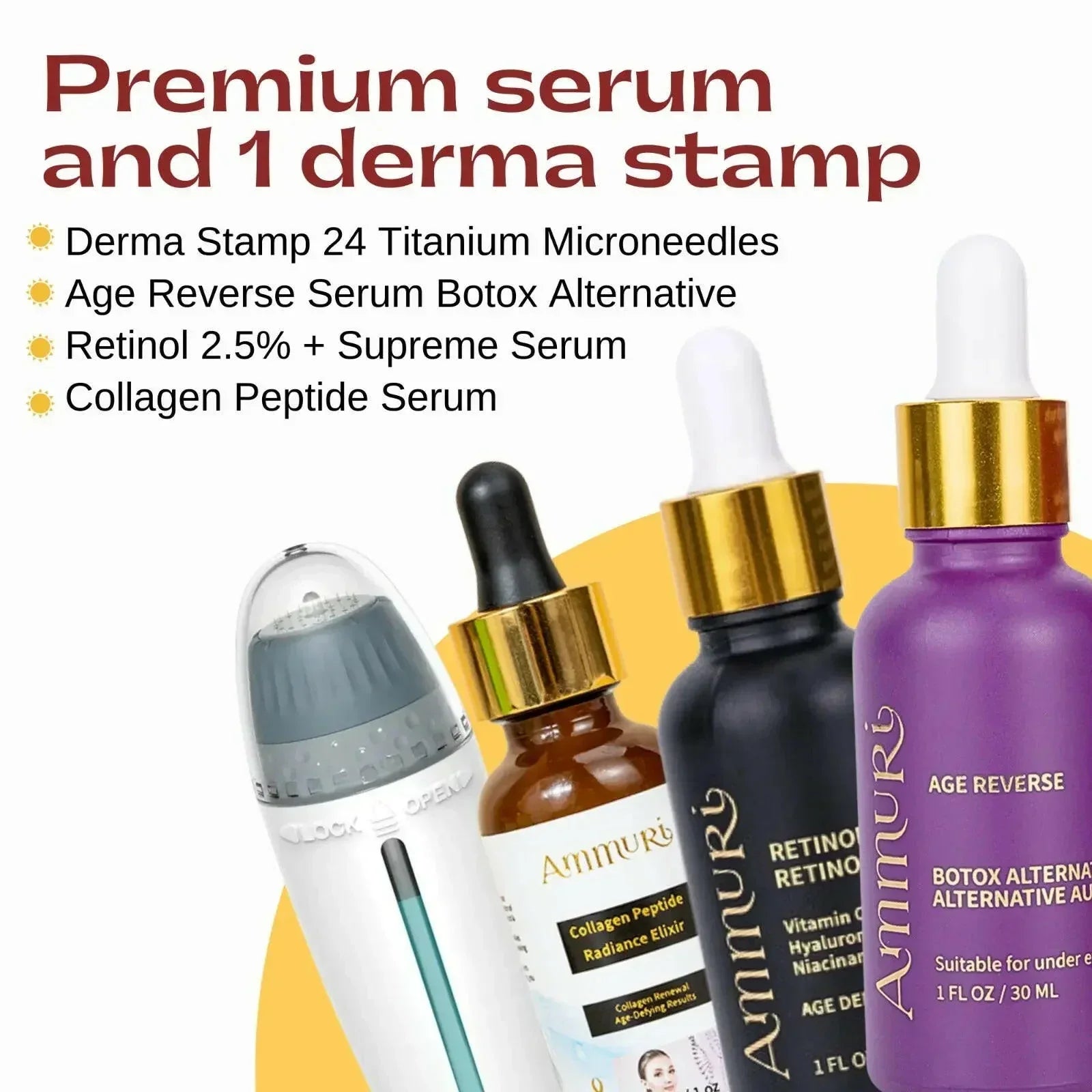 Home Microneedling Serum Roller Kit with Peptides for Skin Renewal | Ammuri