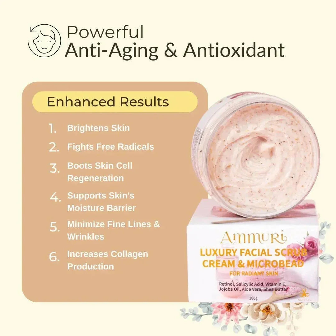 Retinol Facial Scrub & Exfoliating Cream for Smooth Skin | Ammuri
