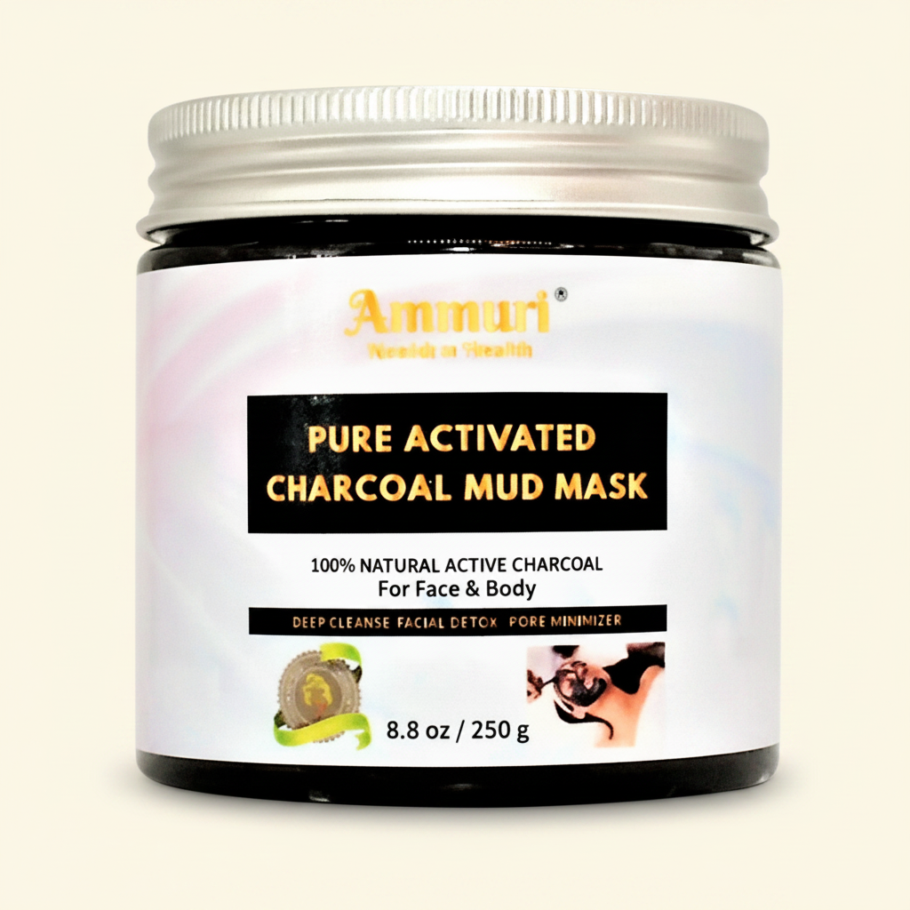 Activated Charcoal Mud Mask for Deep Cleansing Face & Body | Ammuri
