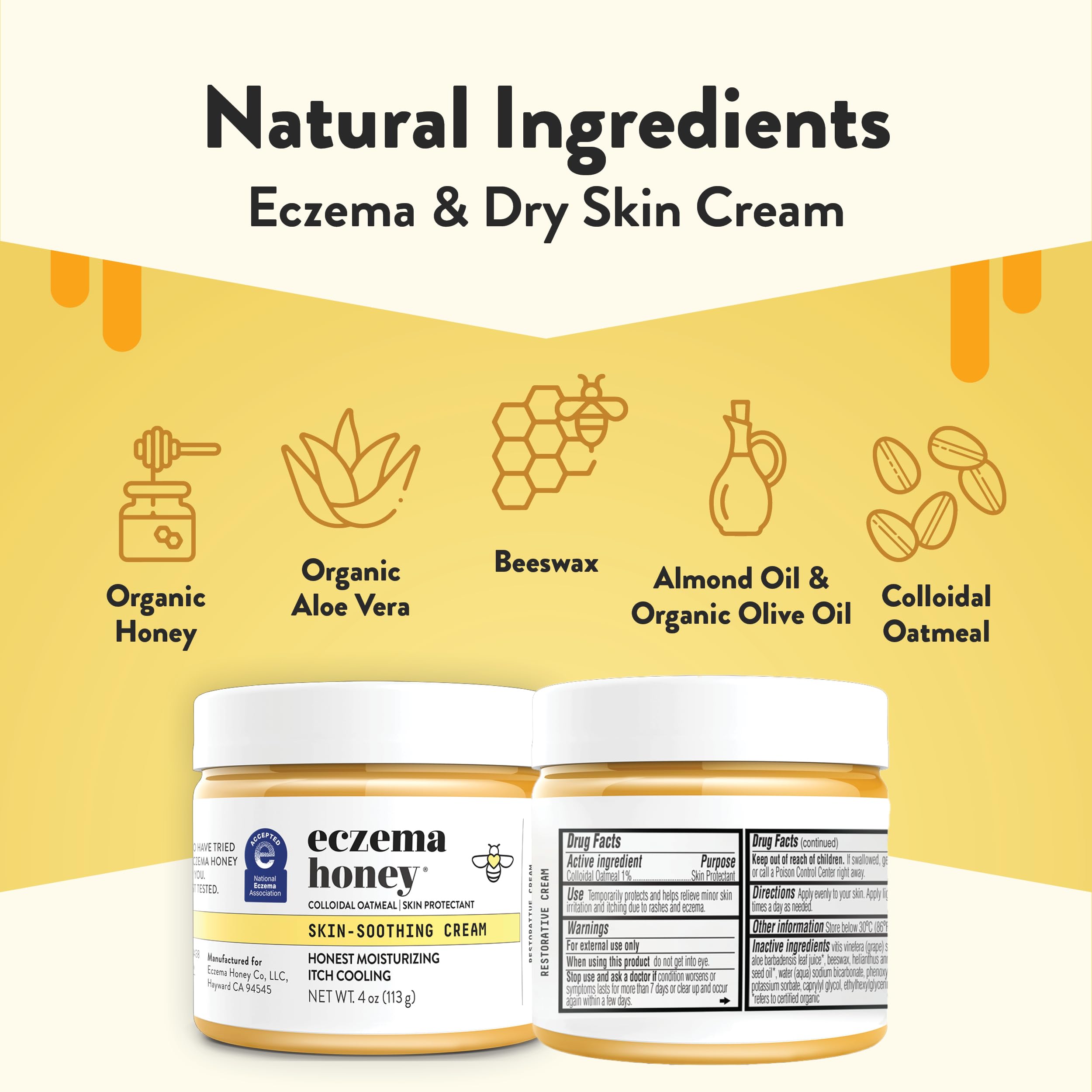 ECZEMA HONEY Original Skin-Soothing Cream – Organic Eczema Relief for Dry, Itchy Skin (4 oz)