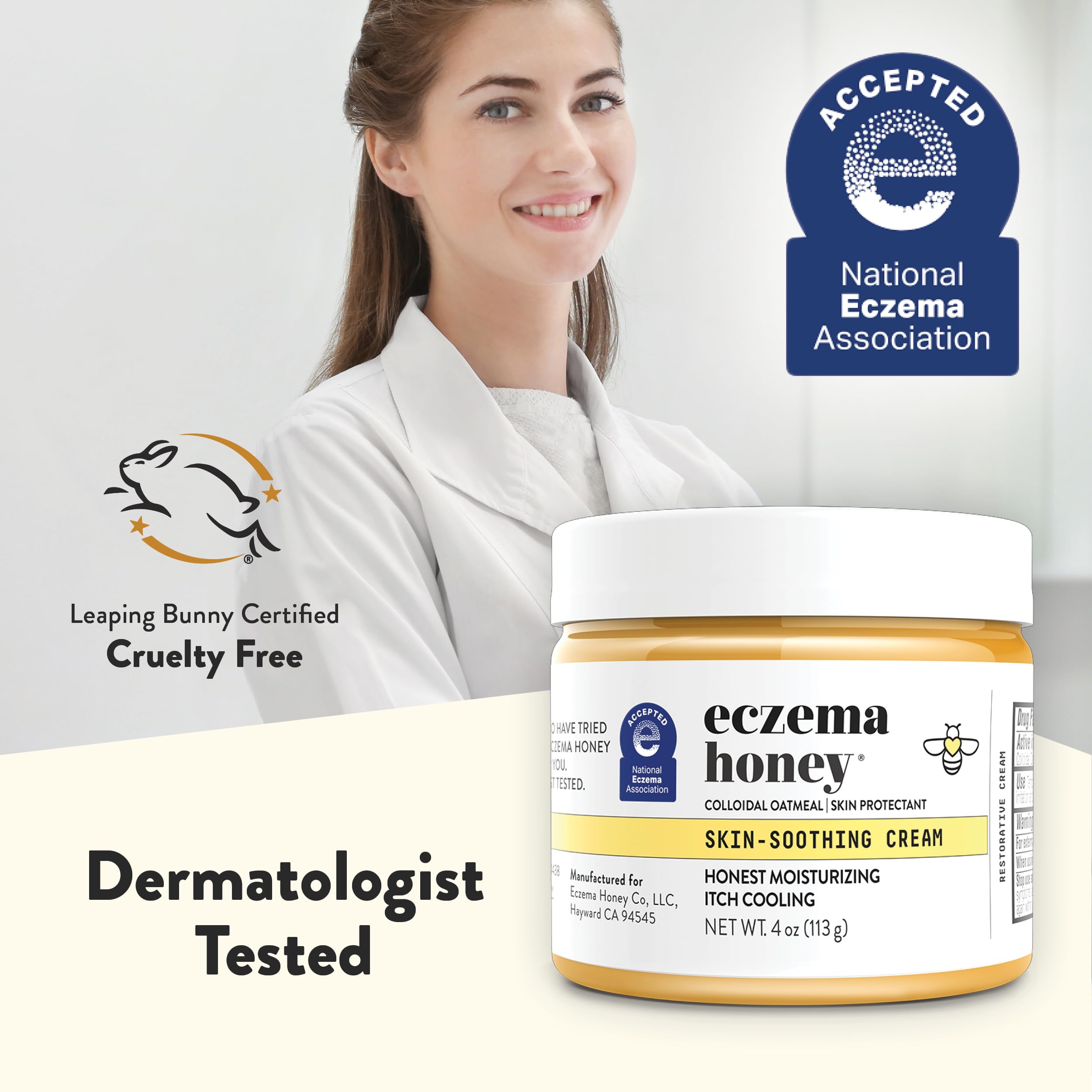 ECZEMA HONEY Original Skin-Soothing Cream – Organic Eczema Relief for Dry, Itchy Skin (4 oz)