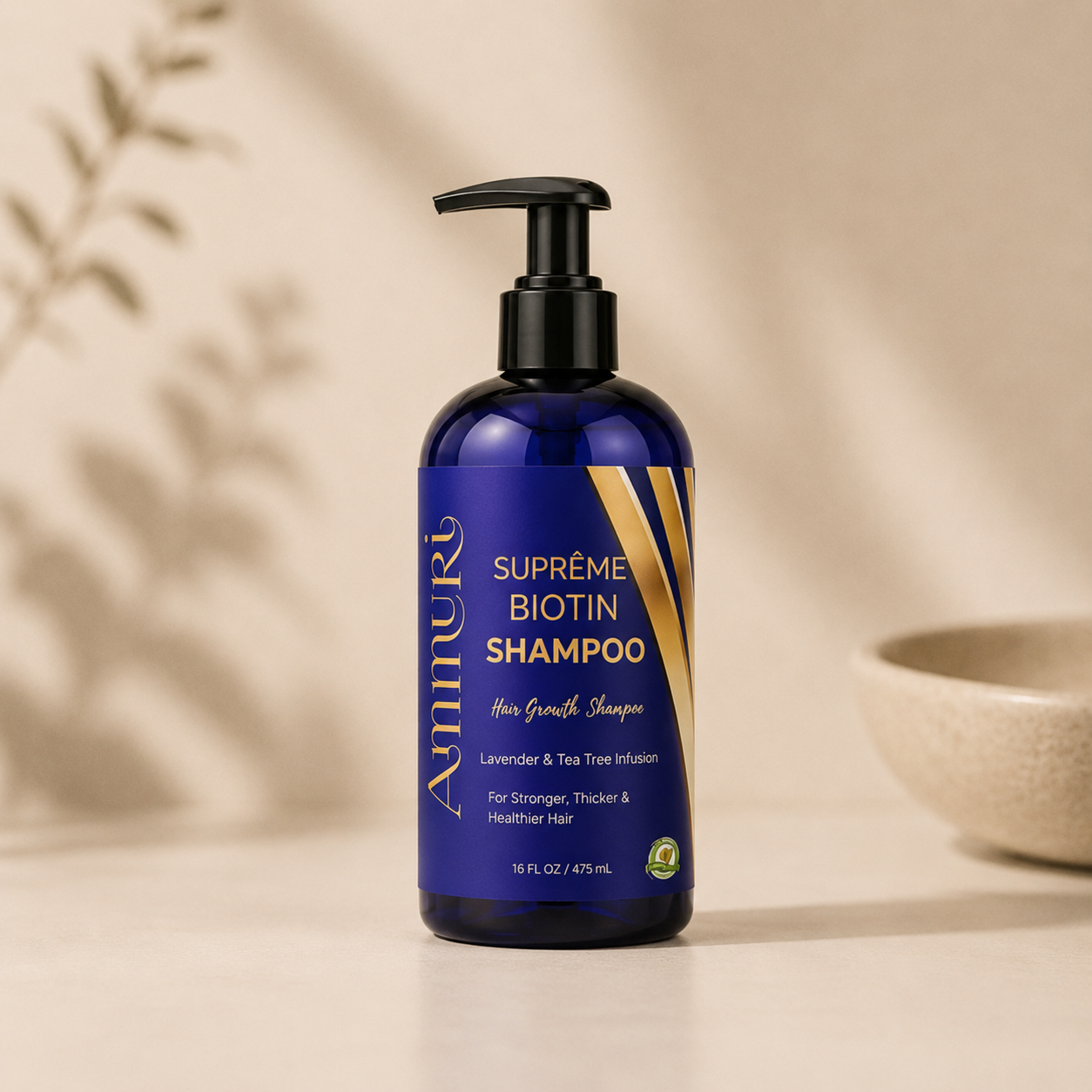 Biotin Shampoo for Hair Thinning & Thicker-Looking Hair (473ml) | Ammuri Beauty