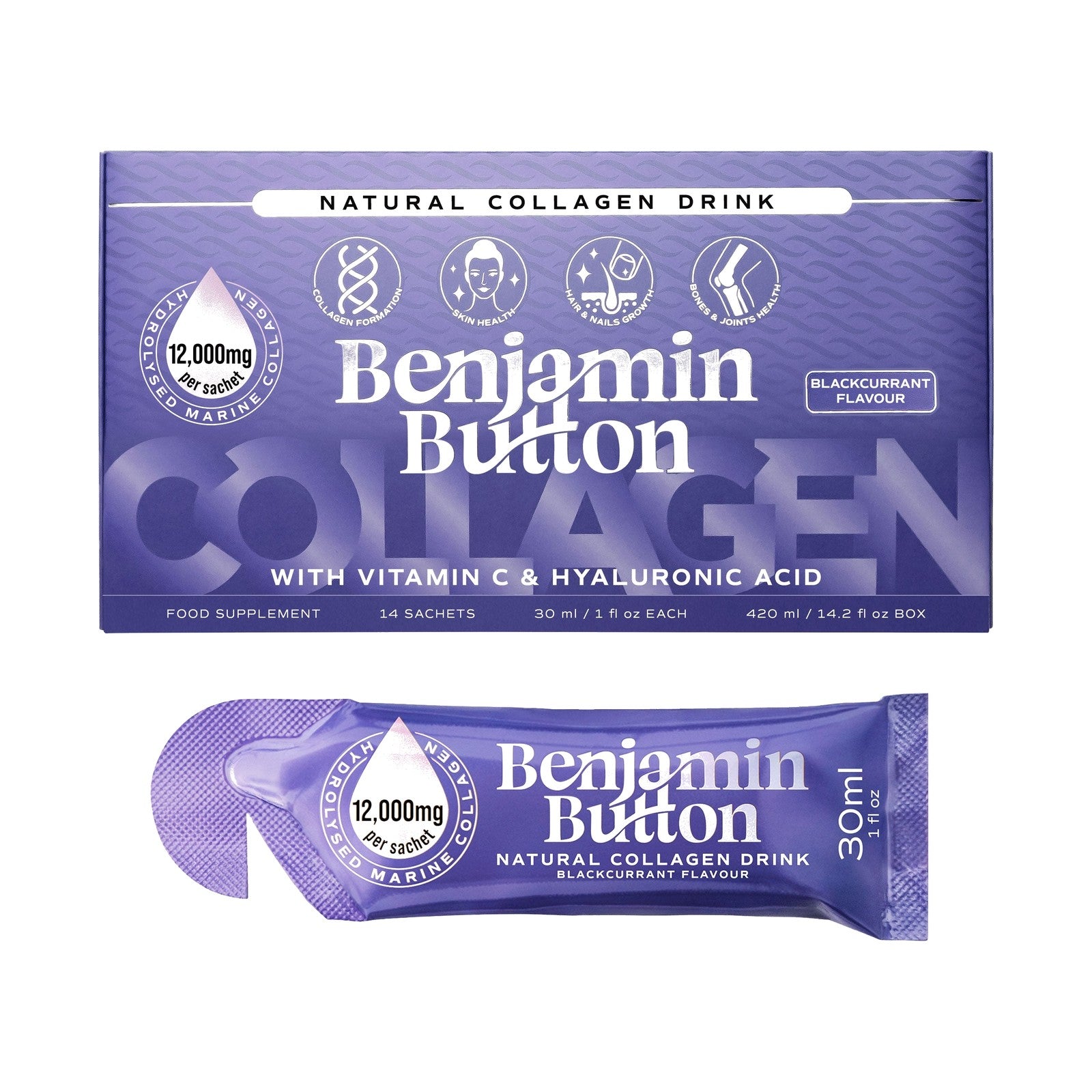 Benjamin Button Marine Collagen Drink – Blackcurrant