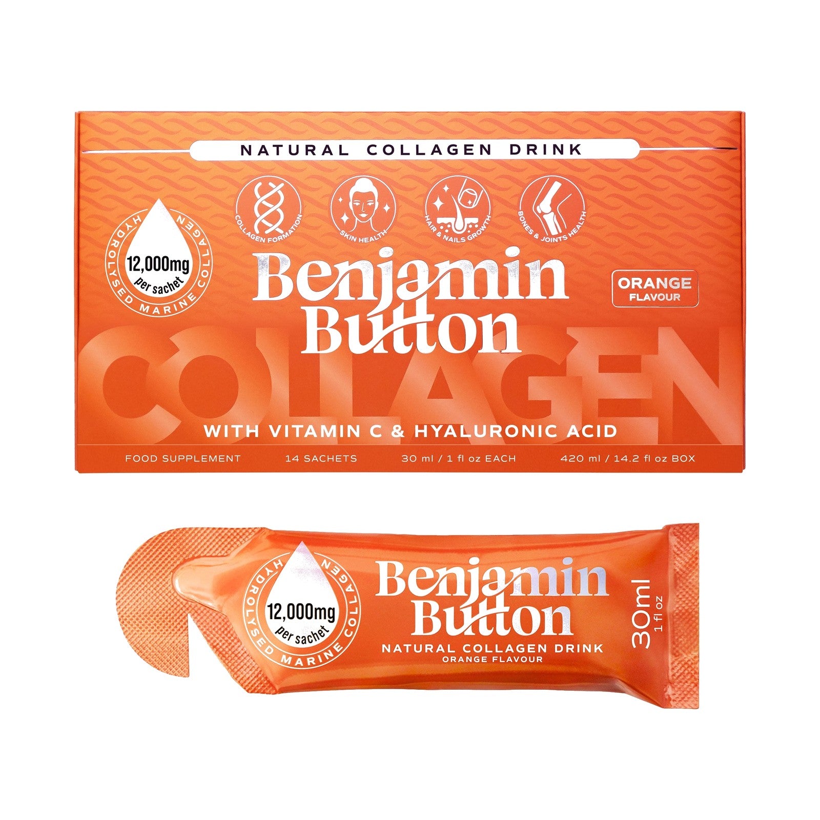 Benjamin Button Marine Collagen Drink – Orange