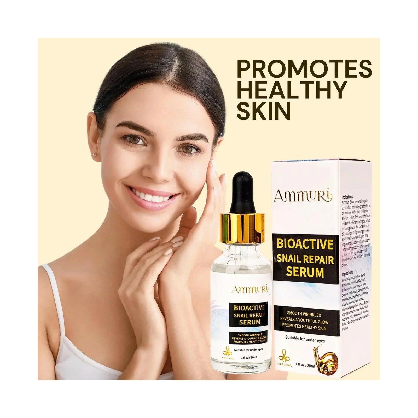 Bioactive Snail Repair Serum for Anti-Ageing & Deep Hydration (30ml) | Ammuri