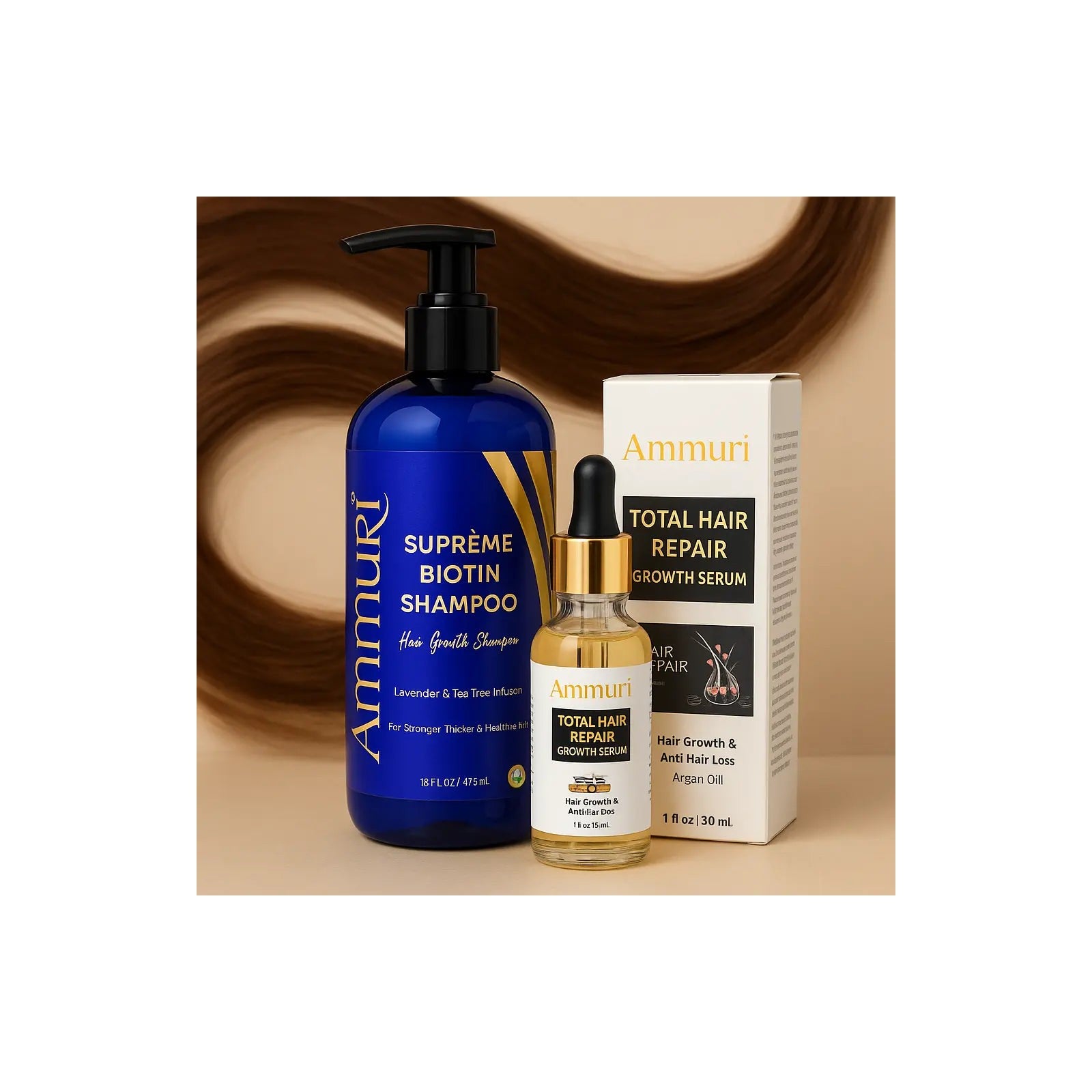 Biotin Haircare Set – Anti-Hair Loss Shampoo & Strengthening Serum for Men & Women | Ammuri