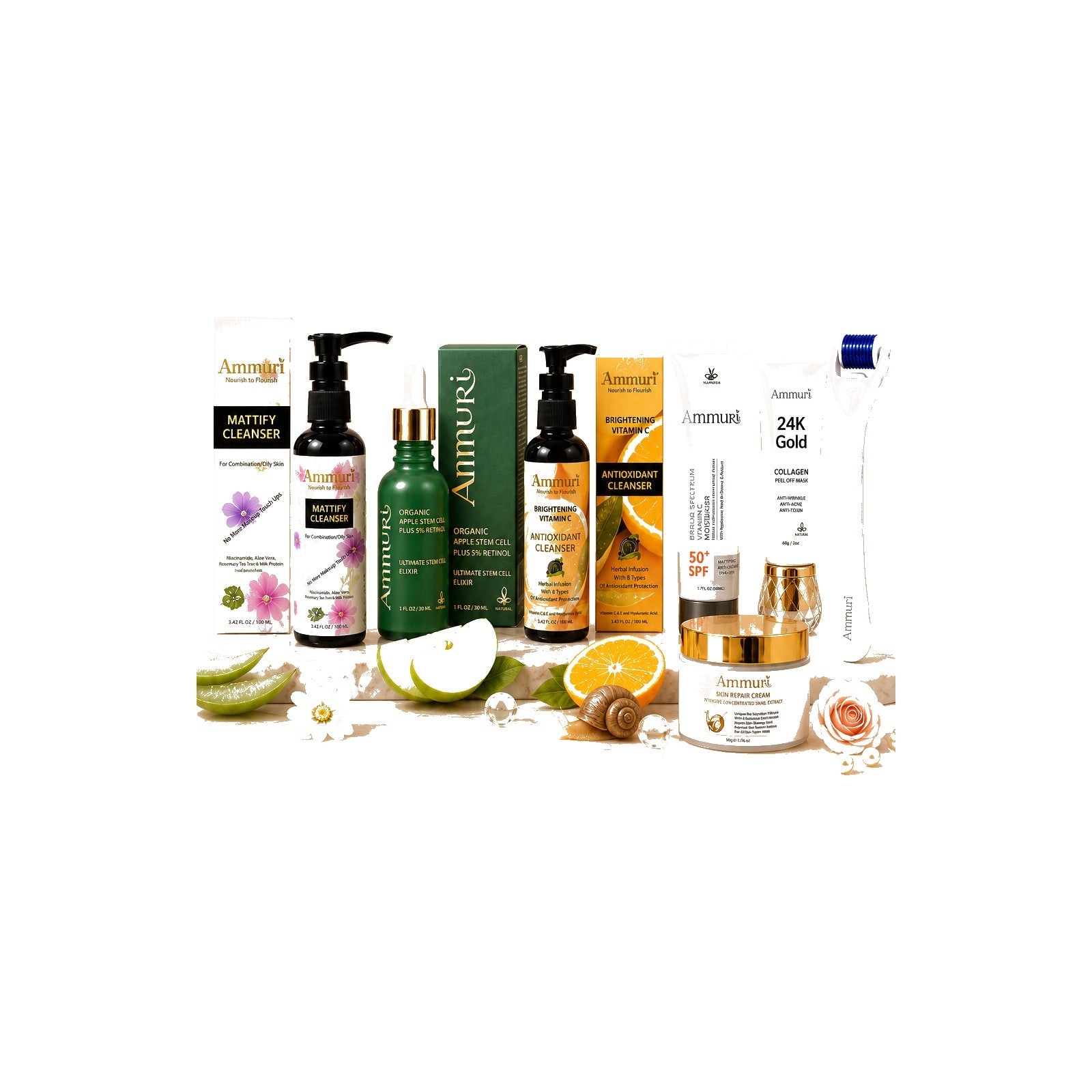 Blemish-Balancing & Anti-Ageing Skincare Set | Retinol, Vitamin C & Stem Cell | Ammuri