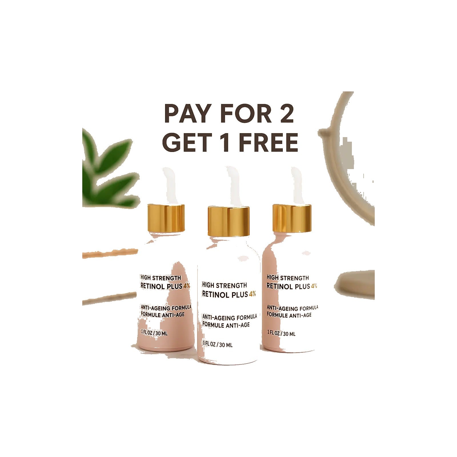 High Strength Retinol 4% Plus Serum for Wrinkles, Fine Lines & Dark Spots – 3 Pack (30ml Each) | Ammuri