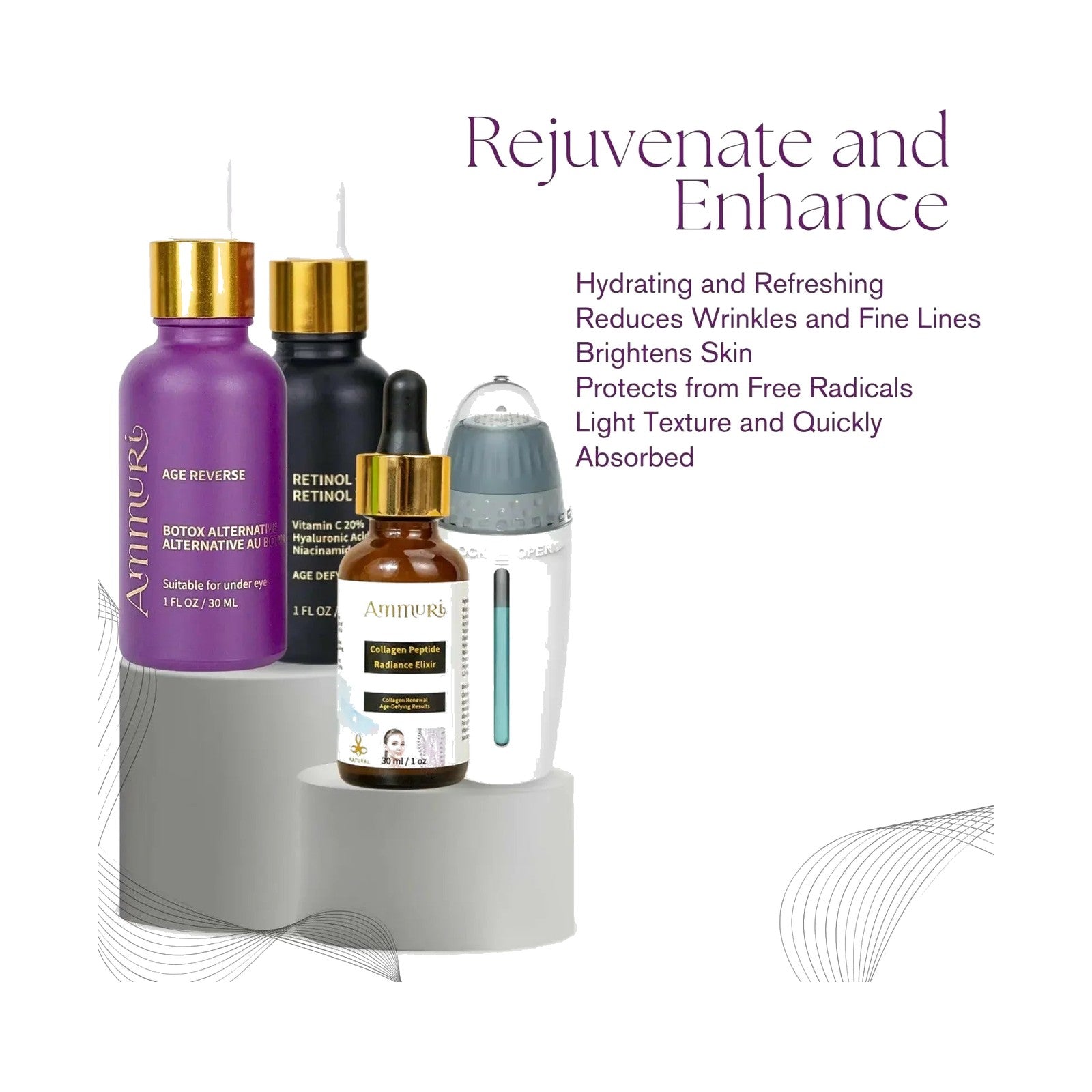 Home Microneedling Serum Roller Kit with Peptides for Skin Renewal | Ammuri