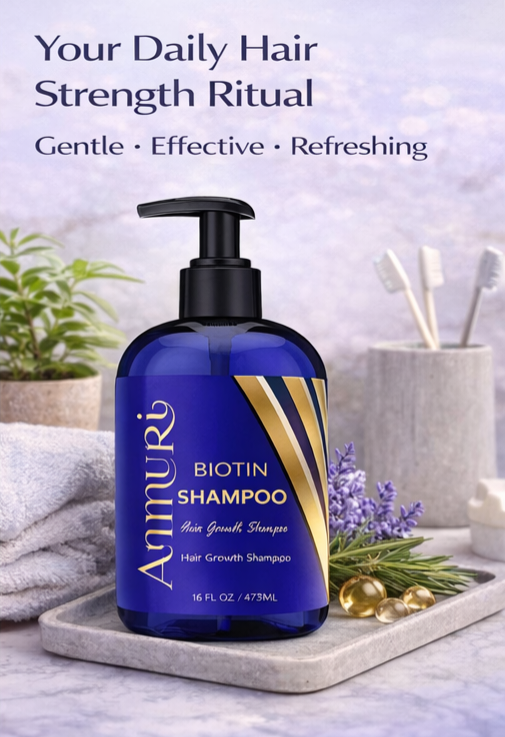 Biotin Shampoo for Hair Thinning & Thicker-Looking Hair (473ml) | Ammuri Beauty