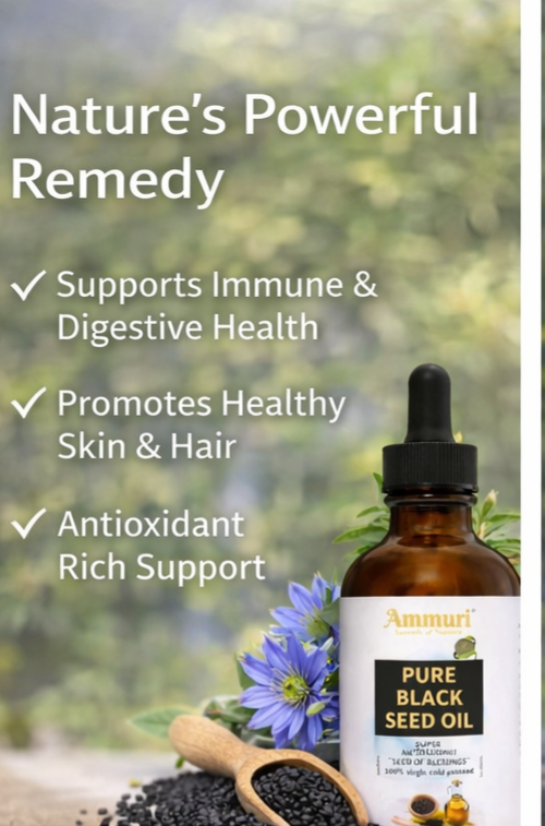 Pure Organic Black Seed Oil for Skin, Hair & Wellness | Ammuri