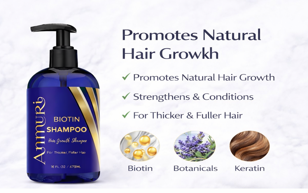 Biotin Shampoo for Hair Thinning & Thicker-Looking Hair (473ml) | Ammuri Beauty
