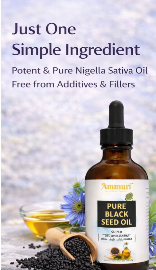 Pure Organic Black Seed Oil for Skin, Hair & Wellness | Ammuri