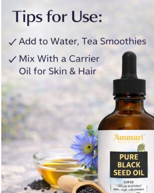 Pure Organic Black Seed Oil for Skin, Hair & Wellness | Ammuri