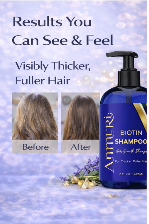 Biotin Shampoo for Hair Thinning & Thicker-Looking Hair (473ml) | Ammuri Beauty