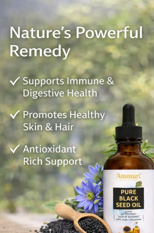 Pure Organic Black Seed Oil for Skin, Hair & Wellness | Ammuri