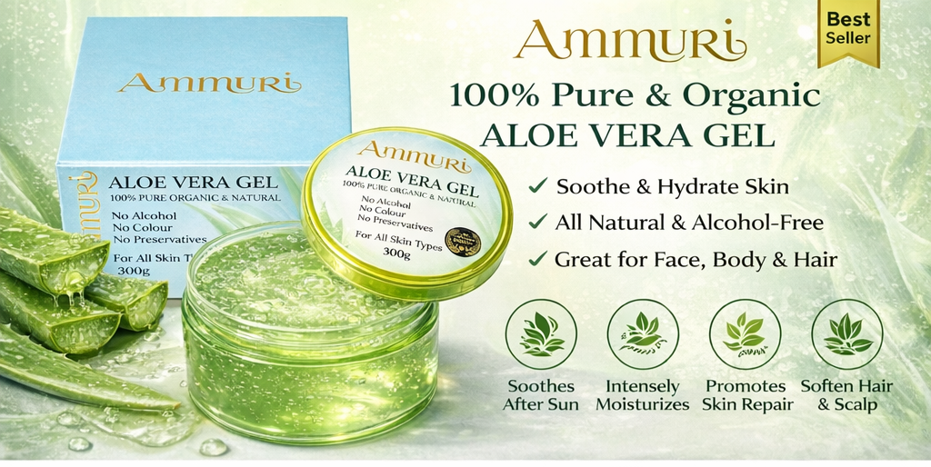 Organic Aloe Vera Gel 300g | Soothing, Hydration & After-Sun | Ammuri