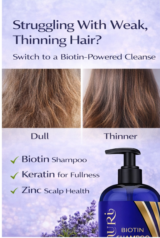 Biotin Shampoo for Hair Thinning & Thicker-Looking Hair (473ml) | Ammuri Beauty