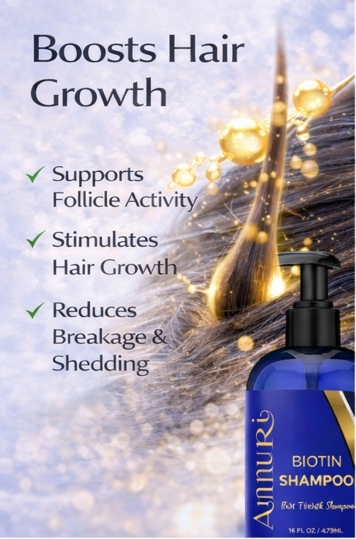 Biotin Shampoo for Hair Thinning & Thicker-Looking Hair (473ml) | Ammuri Beauty