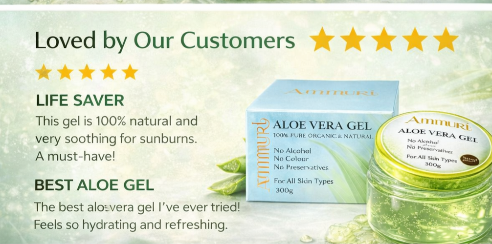 Organic Aloe Vera Gel 300g | Soothing, Hydration & After-Sun | Ammuri