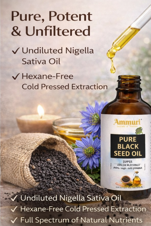 Pure Organic Black Seed Oil for Skin, Hair & Wellness | Ammuri