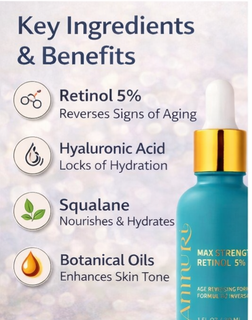 Retinol MAX 5% Anti-Ageing Serum for Youthful & Firm Skin | Ammuri