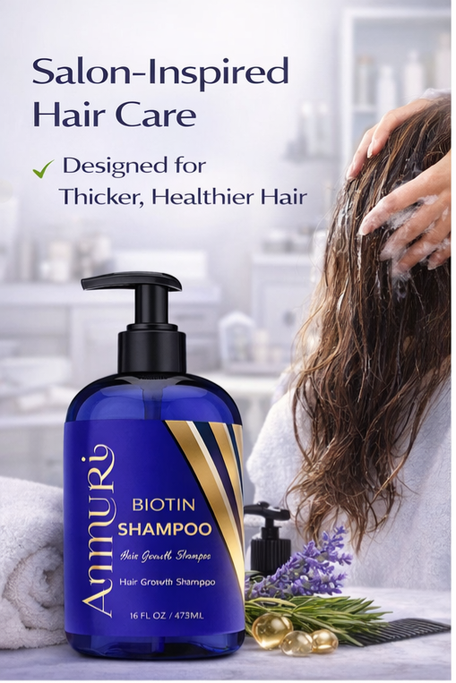 Biotin Shampoo for Hair Thinning & Thicker-Looking Hair (473ml) | Ammuri Beauty