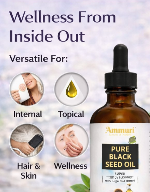 Pure Organic Black Seed Oil for Skin, Hair & Wellness | Ammuri